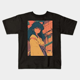 Samurai Retro 90s Anime Girl Kids T-Shirt